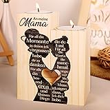 Geschenke für Mama, Mutter Tochter Geschenk - Kerzenständer aus Holz, Geburtstagsgeschenk & WeihnachtenGeschenke für Mama (He