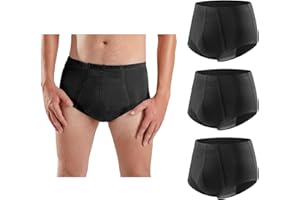 CARER HEALTHCARE INCONTINENCE PREGNANCY Carer Calzoncillo de Incontinencia para Hombres, 3 Paquetes Calzoncillos de Incontinencia Lavables y Reutilizables con Almohadilla Absorbente Negro Talla L