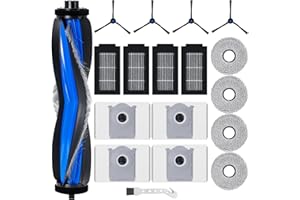 FIXBETTER Accessoires pour Ecovacs Deebot T50 Pro Omni Gen2/T50 Omni Gen2/T50 Pro Omni/T50 Omni aspirateur robot, 1 brosse à rouleau, 4 filtres, 4 lingettes, 4 sacs à poussière