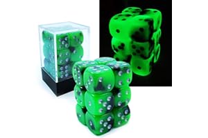 BESCON DICE Bescon dwukolorowe świecące kości D6 16 mm zestaw 12 szt. SPOOKY ROCKS, 16 mm sześciokątna matryca (12) blok świecących kości
