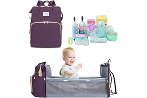 FANDARE Borsa Fasciatoio Zaino fasciatoio con lettino Zaino da Viaggio Donna Zaini Casual Zainetto Ragazze Multifunzione Cartelle Zaino Scuola Nappy Diaper Zainetti Zaino per Mamma Papà Viola