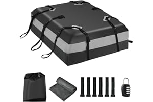 HOMFME 15/21 Cubic Feet Car Roof Bag, Waterproof PVC Rooftop Cargo Carrier Box with Non-Slip Mat, Door Hooks and Straps, Roofing Luggage Storage Bag (15 Cubic Ft/424L, Gray+Black)