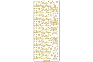Ursus 59300058 - Kreativ Sticker, Frohe Weihnachten 1, gold, 5 Blatt, selbstklebend, Ideal zur Kartengestaltung und zum Dekorieren von Geschenken, Stickerbogen ca. 10 x 23 cm