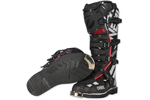 O'NEAL | Bottes de motocross | MX Enduro | Protection de la semelle en métal, boucles de fermeture facilement réglables | TRIBUTE Boot SQUADRON V.21 | Adulte | Noir/Gris | Taille 42/9
