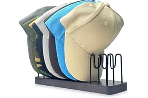Hniuyun Hat Organizer for Baseball Caps, Wood Metal Hat Holder for 10 Baseball Caps, Hat Rack Stand Storage Display Baseball Cap for Closet Dresser Desk