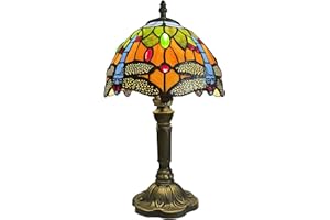 FUMAT Lampa stołowa Tiffany, 8 cali Vintage Lampa Biurkowa, Witrażowy Abażur, do Salonu, Sypialni, Gabinetu, Hotelu