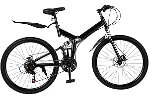 LSskm 26 inch Full Suspension Mountain Bike 21 Speed Folding Bicycle Adult Bicycle