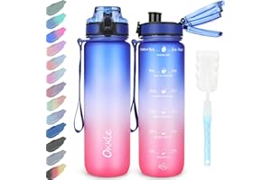 OKKLE Water Bottle 1L BPA Free Sport Drinks Bottle with Portable Handle 1 litre water bottle Lock Cover, Leak Proof,for Gym, School,Outdoor,Sports,Fitness& Office