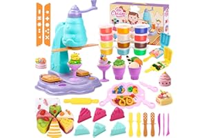 JoiTale Knete Set für Kinder, 42 Eismaschine Set Knete Zubehör , Kinderknete Kitchen Creations Spielset mit 12 Dosen Knetmasse, Knetwerkzeug Kinder Spielzeug Geschenk für Mädchen Junge 3-10