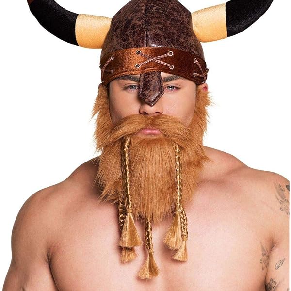 Chapeau Viking Avec Tresses - Bonnet Costume Gaulois - Taille Unique 57/58 - Pour Carnaval, Fêtes Déguisées
