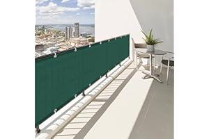 SUNNY GUARD Frangivisto Balcone 90x400cm Protezione Balcone Privacy,Protezione UV,Antivento e Impermeabile Ringhiera Copertura per Giardino terrazza con Fascetta,Green