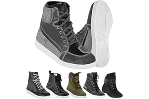 Vaster Moto Zapatos de Moto para Hombre Zapatillas de Moto Botas de Cuero Suela de Goma Botas de Moto de Cuero Protector Homologadas CE EN 13634:2017