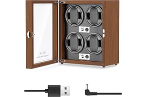 Mxmoonant Enrollador automático de relojes para 2/3/4, 5 modos de rotación con motor silencioso alimentado por USB con luz LED, silencioso y elegante, caja de almacenamiento de relojes