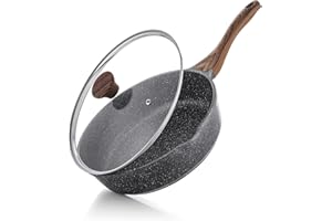SENSARTE Nonstick Skillet, Deep Frying Pan 26 cm/4 Litre Saute Pan with Lid, Stay-Cool Handle, Healthy Stone Cookware Cooking Pan, Induction Compatible