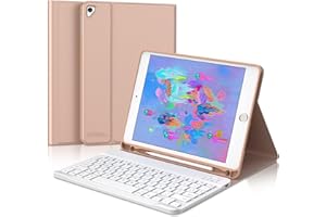 JADEMALL Coque Clavier pour iPad 9.7, iPad 6eme Generation 2018/iPad 5eme 2017, iPad Air2/1, AZERTY Clavier Bluetooth Détachable Magnétique pour iPad 9.7, Rose