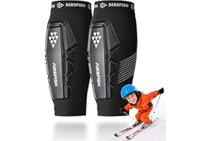 AirsFish Football Shin Pads Sleeves, PU Shock Core & Silicone Grip Strips, Ultra-Light Breathable Shin Defender Ski, Lightweight Shin Guards for Kids