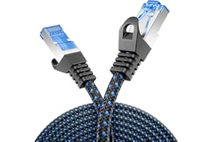 deleyCON 1m Kabel Krosowy CAT 8 (40 Gbit/s, 2000 MHz) Gigabitowy Kabel Sieciowy Ethernet RJ45 S/FTP POE CAT8 LAN do PS5 Router Modem TV Switch Laptop - Czarny