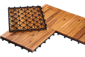 BURI 3qm Holzfliesen Balkonfliesen Holz Fliesen 30x30 cm - Balkonboden wetterfest aus Akazienholz - Terrassenfliesen mit Klicksystem für Terrasse Balkon (33 Stück = 3m²)