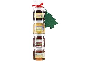 ‎PUNTZELHOF ALLGÄUER DELIKATESSEN Puntzelhof Allgäuer Delikatessen Geschenkset Weihnachten - Glühweinfruchtaufstrich, Weihnachtsfruchtaufstrich und 2x Deutscher Honig in der Geschenkrolle mit Weihnachtsbaum