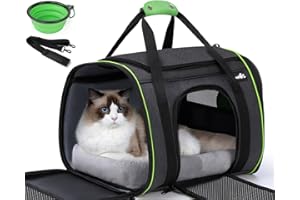 Pecute Sac de Transport pour Chat, Caisse de Transport Chat et Chien avec Coussin Doux, Sac Portable ou Sac à Bandoulière en Tissu pour Un Transport Confortable, Sac Pliable pour Chat