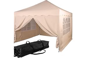 ‎INSTENT INSTENT Pavillon 3 x 3 m Basic wasserdicht UV Schutz 50+, Champagner mit 4 Seitenteilen