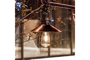 PEARLSTAR Solar Hanging Lights Outdoor Vintage with LED Edison Bulbs Upgrade Waterproof Solar Garden Lights 8.4 Inches Vintage Effect for Garden Yard Patio Pathway Tree Decor (1 Pack Bronze)