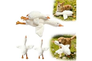 KENMOHUO Large Plush White Duck Dog Toy, Toys for Large Dogs, Realistic Duck Design Cute Goose Soft Durable Toy for Pet Chew and Play, Interactive Boredom Anxiety Snuggle Cuddle for Small & Larger Pets（50cm）