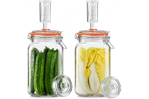 Jinfanshurich 2 stycken fermenteringsglas – 1,5 l fermenteringsglas, fermenteringsglas med jävul och vikt för surkål, kimchi