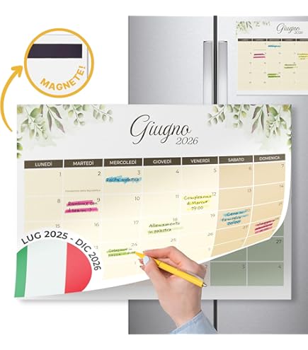 Calendario Da Frigo 2025 Con Magnete - 20x15 Cm, Settimane Numerate, Colorato - Foto 3