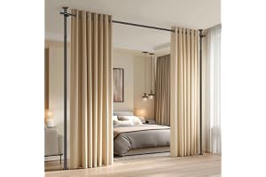 JILRON Skiljevägg separé spännsystem utan borrning, justerbar gardinstång utan borrning (H110-300 × L89-254 cm) för hyresläge