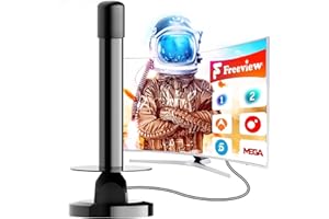 BIGEFEIXU Antena TV Interior 2025 - Recepción 360°, Base Magnética, 300+ Millas, Compatible 4K/1080P, Freeview, Fácil Instalación, para Todos los Televisores