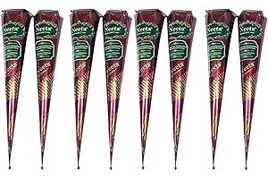 AARNAV 8 x Neeta Mehendi-Henna Cone for Temporary Tattoos and Body Art 8pcs in 2 box, All Natural Herbal Ingredients and Chemical Dye Free No PPD, No Side Effects Made from Pure Henna