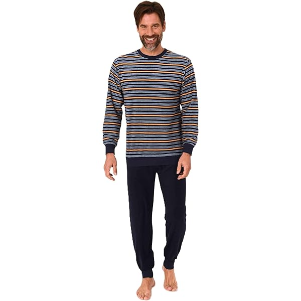 Normann Lange badstof pyjama voor heren, met manchetten, ook in