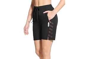 BAYGE Damen Kurze Hose Sport Shorts Sommer Schnell Trocknend Wasserdicht Atmungsaktiv Leicht Laufhose Jogginghose Bermuda Shorts Running Trainingshose mit Reißverschlusstaschen