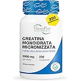 VitaminPure CREATINA MONOIDRATA MICRONIZZATA 250 Compresse 3000mg a dose - Creatina Monoidrato Pura Per Forza, Recupero e Res