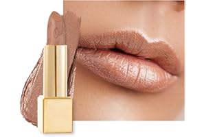 OULAC Métallique Briller Rouge à lèvres, Glitter 3D Longue durée Haut pigmenté et fort impact, Imperméable et résistant à la transpiration Maquillage, 4,3 g, Or du Sahara (10)