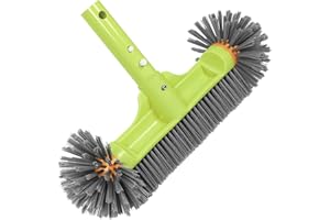 KGC Brosse pour piscine 13", brosse pour piscine hémisphérique avec poils en nylon et coins – Poignée en aluminium avec système EZ Clip, tige télescopique non incluse