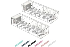 MINISOISO 2 Stück Kabel Aufbewahrungsbox, Kabel Organizer Box 8 Fächer, Cable Management Box mit 24 Kabelbindern, Transparenter Kabel Aufbewahrungsbox für Schreibtisch Aufbewahrung, Büro, Heimgebrauch