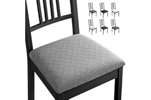 Eozakavod Funda para Silla 6 Piezas Fundas Elásticas, Fundas de Asiento para Silla, Fundas Sillas Comedor Lavable Desmontable para Comedor Hotel Decoración(Grigio Argento,Pack de 6)-B