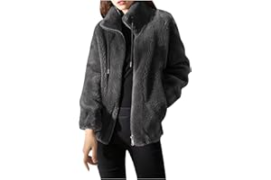 HAOLEI Fleece Jackets for Women UK Clearance Full Zip Plush and Thick Sweater Outerwear Ladies Cozy Oversize Fluffy Coat Stand Up Collar Zipper Plus Size Teddy Jumper Winter Trendy Warm Blazer Tops