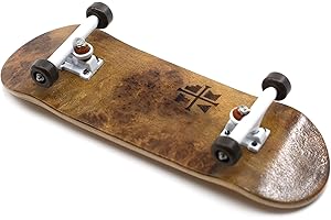 Teak Tuning 32mm PROlific Complete Fingerboard - "Toasted S'Mores Burl" | 32mm x 97mm Handmade Maple Wooden Deck | Pro Board Shape | Polyurethane Bearing Wheels | O-Ring Tuning