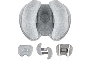 ‎BLUBLU PARK Blublu Park Verbessertes 2-in-1-Baby-Reisekissen, verstellbare Bananenform, Nacken- und Kopfstützkissen, Kinderwagen-Einsatzkissen für Kinder, Kleinkinder, Grau