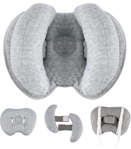 Medi Partners Neck Cushion For Baby 100% Cotton/Plush Baby Neck Cushion For Stroller Car Ride Travel Sleep Neck Pillow Snooze Roll (Hedgehogs With Grey Plush