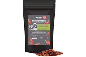 ‎SALIAMO 100g Bird Eyes Chili sehr scharf, 100.000 Scoville, Ideal für Chiliöl und Chilisalz, intensives Chiliaroma, Chili ganz, Chilischoten Schärfegrad 8-9 | Saliamo