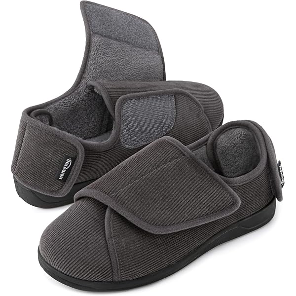 Git-up Diabetici pantoffels voor heren, schoenen voor artritis, oedeem, verstelbare sluiting, traagschuim pantoffels, zwart, 45 EU