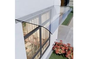 MORLINCA Marquise de Porte Exterieur, Auvent de Terrasse, Auvent en Polycarbonate Transparent, Protection UV, Contre Pluie Neige, Auvent Fenêtre Invisible pour Terrasse (40x220cm/15.7x86.6in)