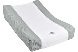 BÉABA, Bezug für Wickelunterlage Sofalange, 100 % Bio-Baumwolle, Frottee, Maschinenwaschbar, Made in France, Oeko-Tex-zertifiziertes Gewebe, Green Blu