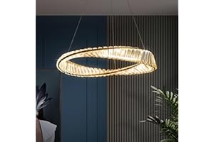minifair Wohnzimmerlampe,Kronleuchter Aus Vergoldetem Edelstahl Mit UnregelmäßIgen Ringen,Moderne Dimmbare Led-Kristall-Schlafzimmerlampe,Chandelier FüR Wohnzimmer,Esszimmer,KüChe,Schlafzimmer,D60 Cm