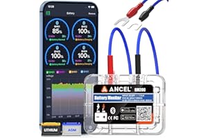 ANCEL BM200Blue Car Battery Monitor Bluetooth 12V Leisure Battery Tester Auto Battery Load Tester with Cranking Charging Test Alarm Record Voltage History Voltmeter for Car/RV/Motorcycle/Truck/Boat