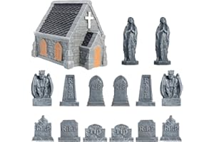 GW Box 15 PCS Miniature Church Tombstones Gargoyle Mini Resin Tombstones DIY Scene Crafts Graveyard Scenes for Gothic Village Decorations Accessories